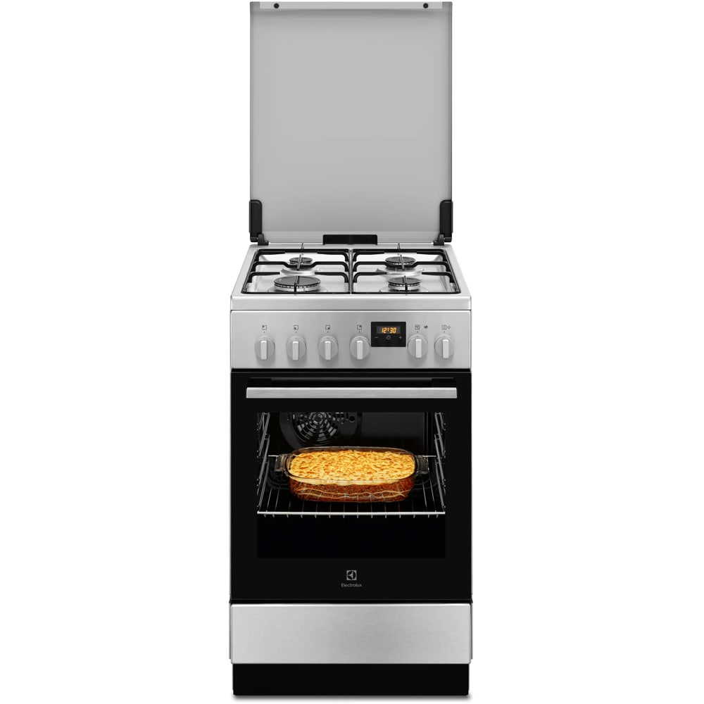 Aragaz ELECTROLUX LKK564223X, SteamBake, 4 arzatoare, Gaz + Electric, L 50 cm, Grill, inox