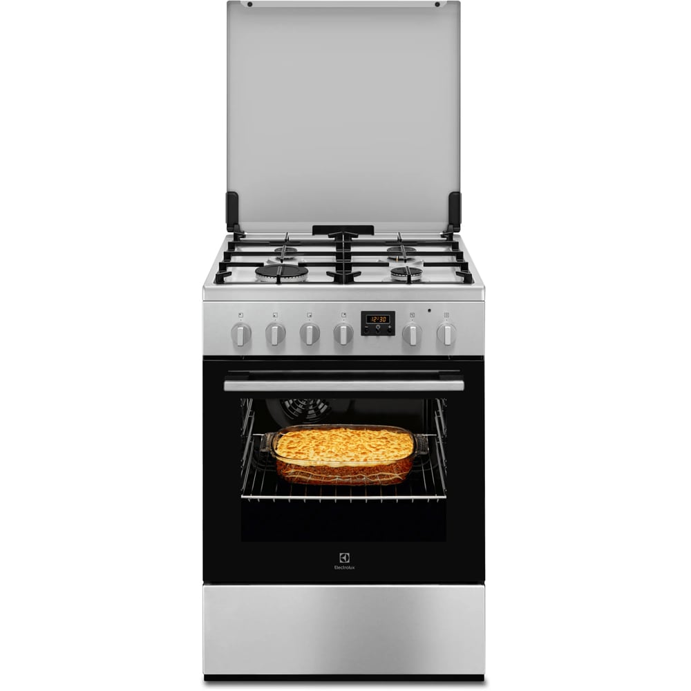 Aragaz ELECTROLUX LKK660225X, HotAir, 4 arzatoare, Gaz + Electric, L 60 cm, Grill, inox antiamprenta