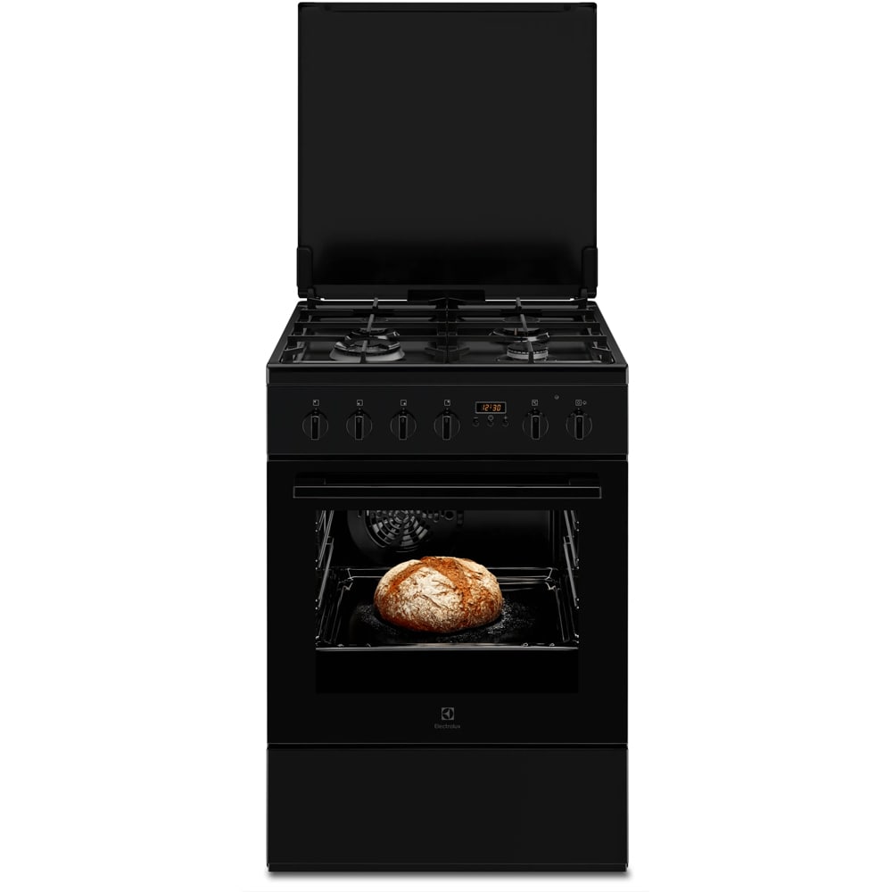 Aragaz ELECTROLUX LKK664222K, SteamBake, 4 arzatoare, Gaz + Electric, L 60 cm, Grill, negru
