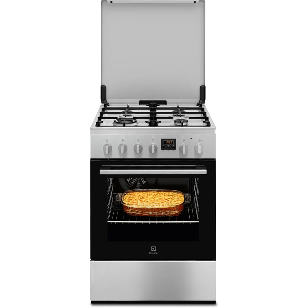 Aragaz ELECTROLUX LKK664223X, HotAir, 4 arzatoare, Gaz + Electric, L 60 cm, Grill, inox antiamprenta