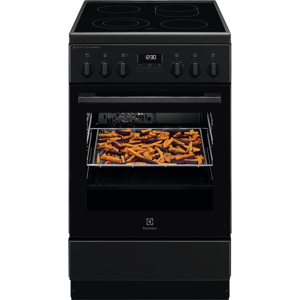 Aragaz ELECTROLUX LKR564277K, SteamBake, 4 arzatoare, Electric, L 50 cm, Grill, negru