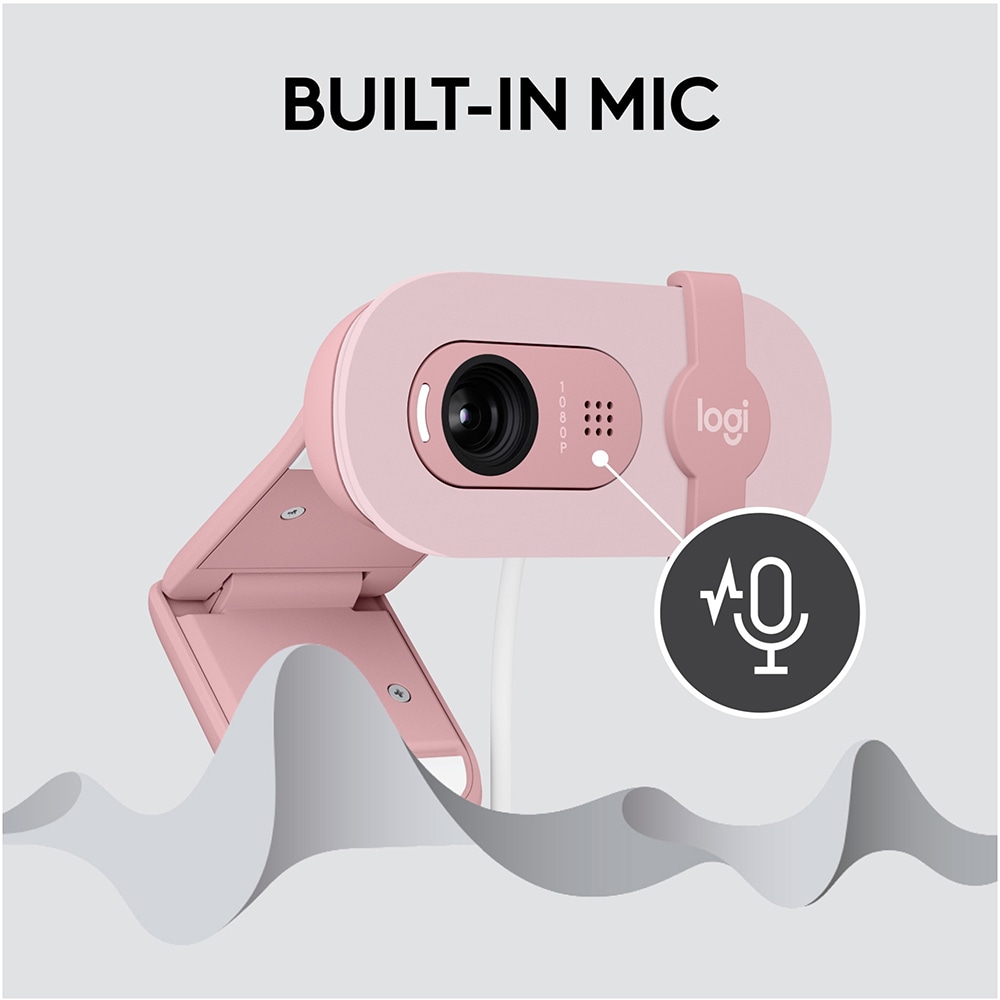 Camera Web LOGITECH Brio 100, Full HD 1080p, roz