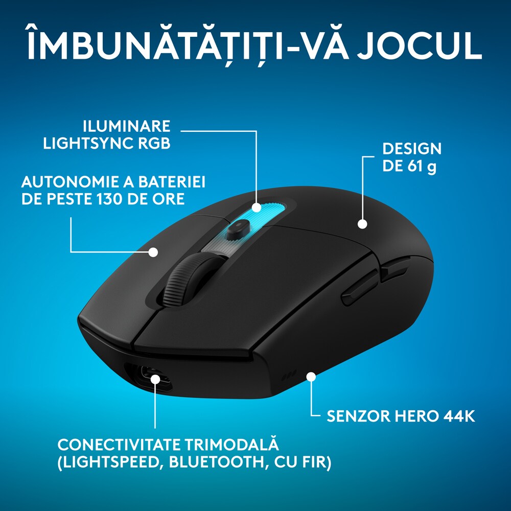 Mouse Gaming Wireless LOGITECH G305 X Superlight, 44000 dpi, negru