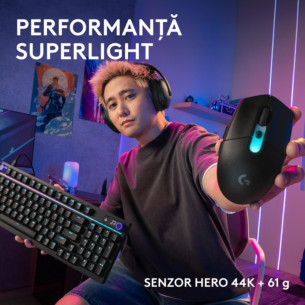 Mouse Gaming Wireless LOGITECH G305 X Superlight, 44000 dpi, negru