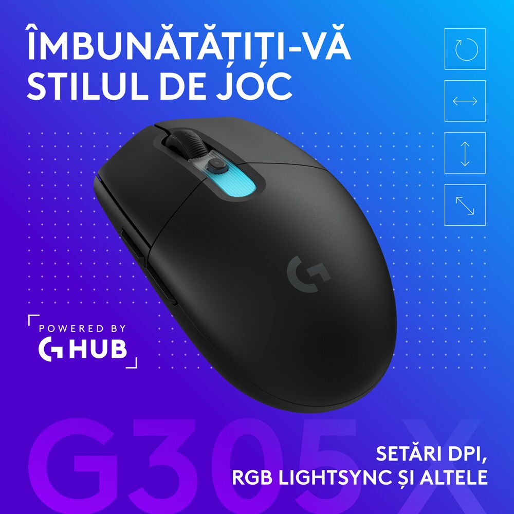 Mouse Gaming Wireless LOGITECH G305 X Superlight, 44000 dpi, negru