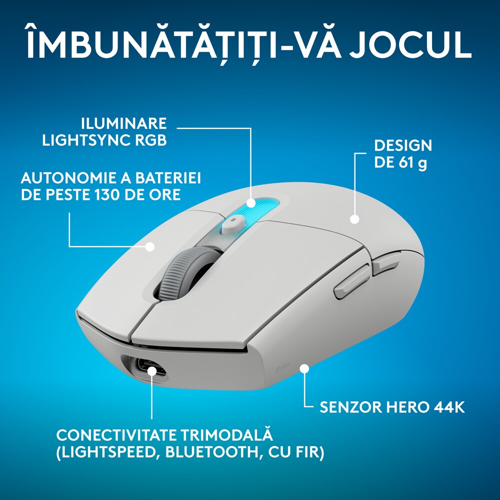 Mouse Gaming Wireless LOGITECH G305 X Superlight, 44000 dpi, alb