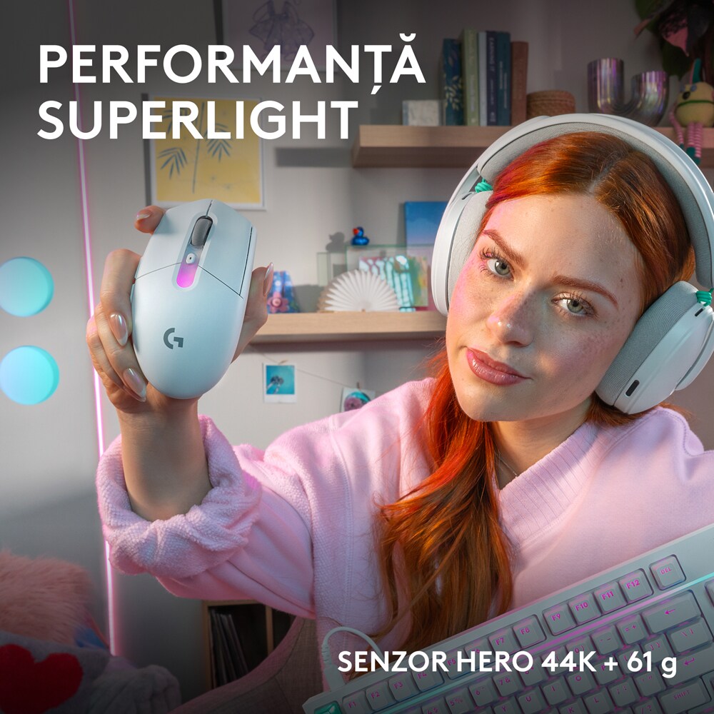 Mouse Gaming Wireless LOGITECH G305 X Superlight, 44000 dpi, alb