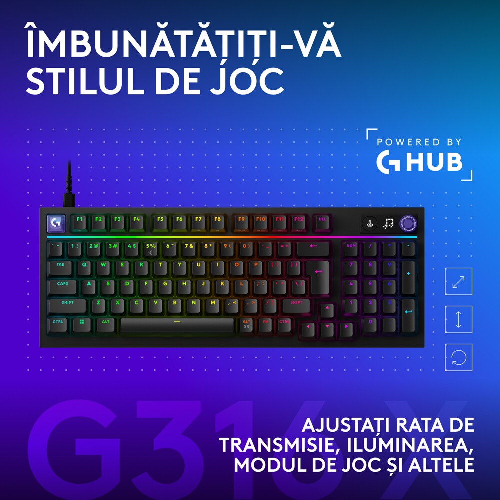 Tastatura Gaming LOGITECH G316 X, USB, Layout US, negru