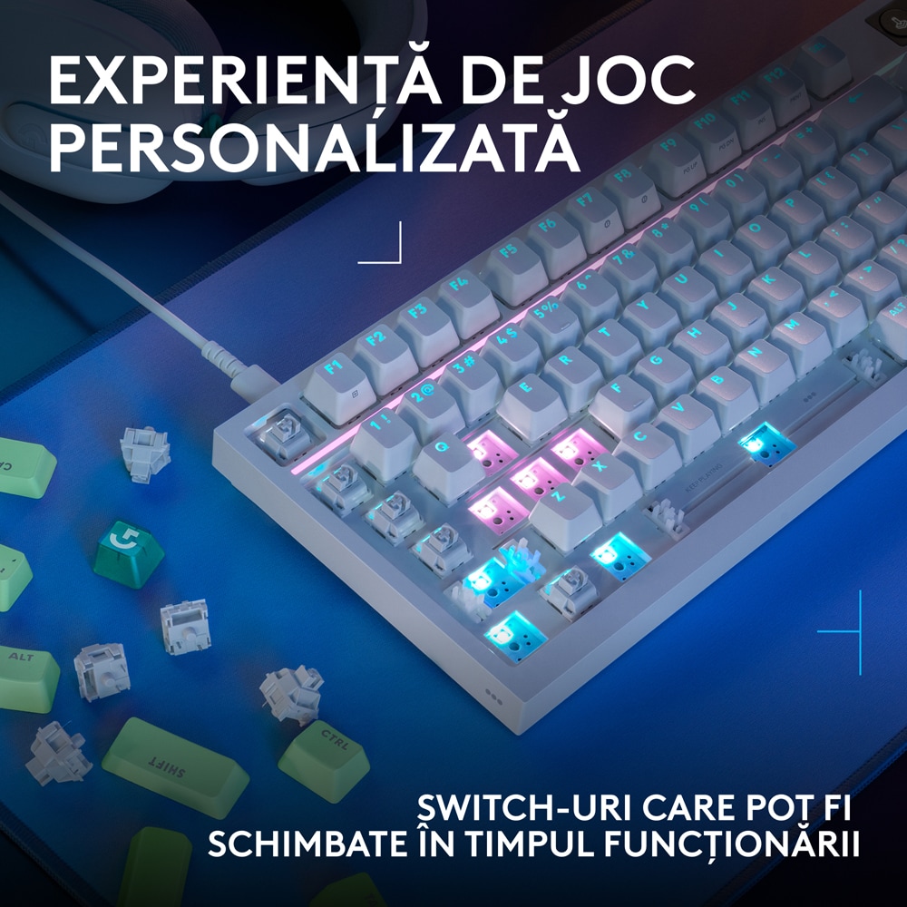 Tastatura Gaming LOGITECH G316 X, USB, Layout US, alb