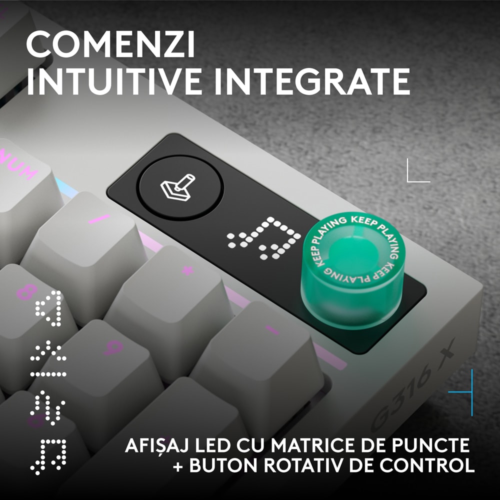 Tastatura Gaming LOGITECH G316 X, USB, Layout US, alb