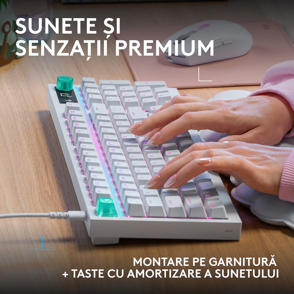 Tastatura Gaming LOGITECH G316 X, USB, Layout US, alb
