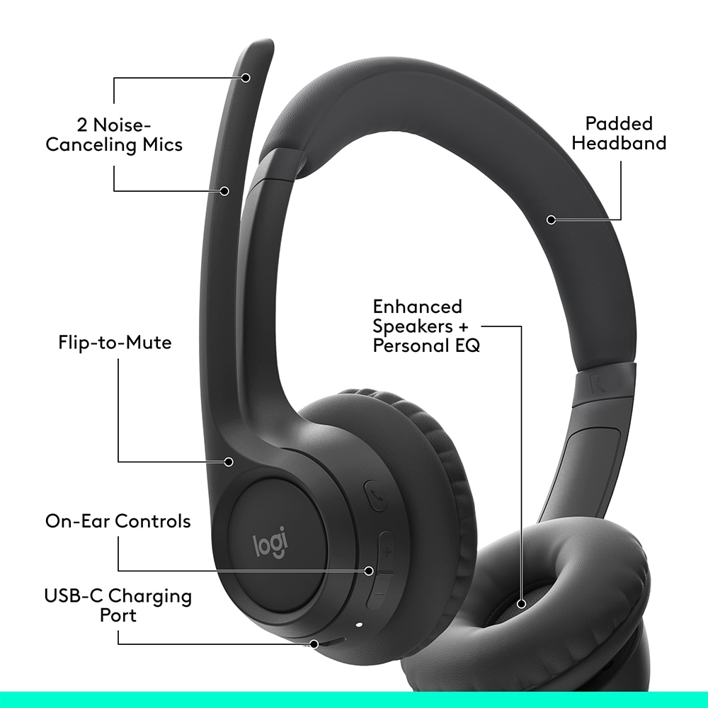 Casti PC Wireless LOGITECH Zone 300, Bluetooth, negru