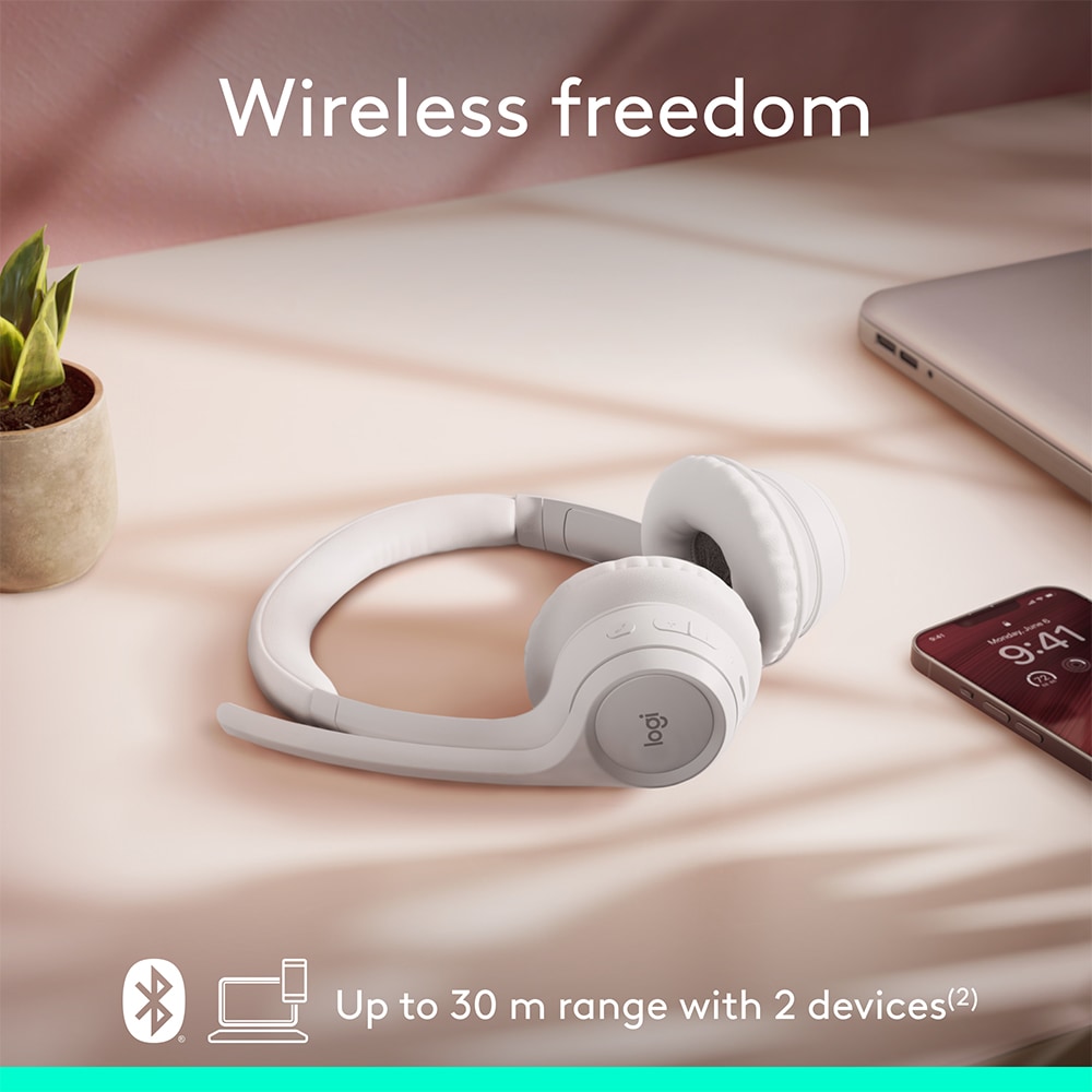 Casti PC Wireless LOGITECH Zone 300, Bluetooth, alb