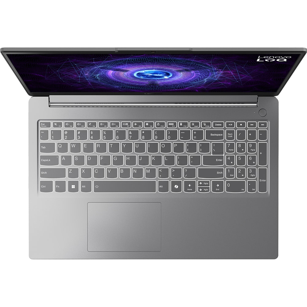 Laptop gaming LENOVO LOQ 15IAX9E, Intel Core i5-12450HX pana la 4.4GHz, 15.6" Full HD, 16GB, SSD 512GB, NVIDIA GeForce RTX 2050 4GB, Free DOS, Luna Grey