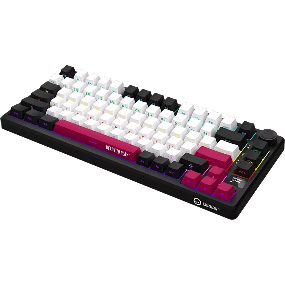 Tastatura Gaming Wireless mecanica LORGAR KBP7075W, USB, Layout US, negru