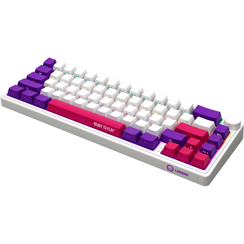 Tastatura Gaming Wireless mecanica LORGAR KBP70MW, USB, Layout US, alb