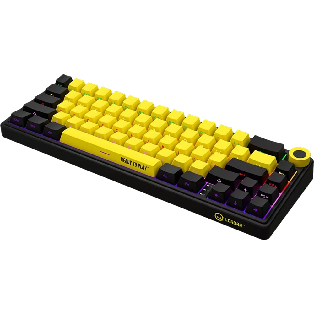 Tastatura Gaming Wireless mecanica LORGAR KBP70MW, USB, Layout US, galben