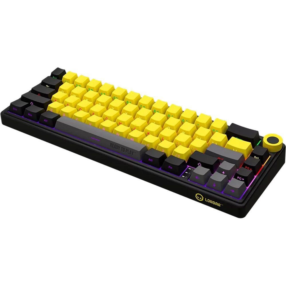 Tastatura Gaming Wireless mecanica LORGAR KBP70MW, USB, Layout US, galben