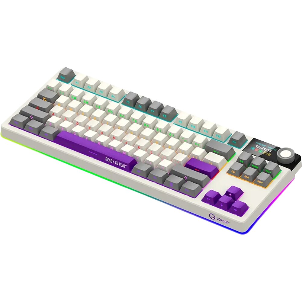 Tastatura Gaming Wireless mecanica LORGAR KBP70TKLW, Bluetooth, USB, Layout US, bej