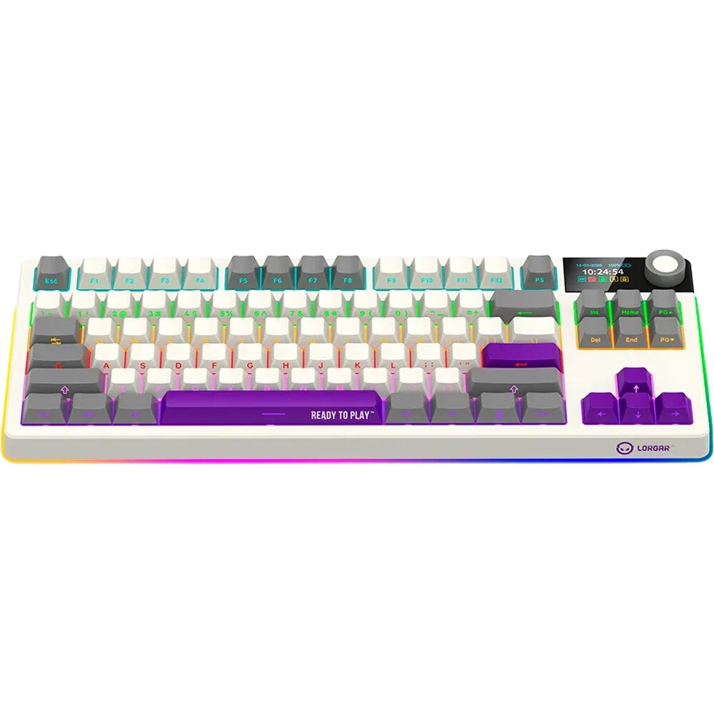 Tastatura Gaming Wireless mecanica LORGAR KBP70TKLW, Bluetooth, USB, Layout US, bej