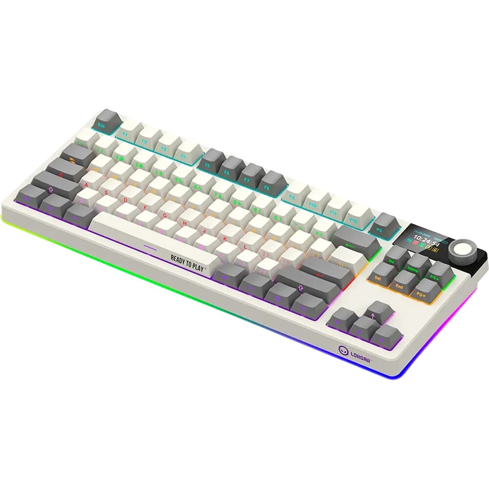 Tastatura Gaming Wireless mecanica LORGAR KBP70TKLW, Bluetooth, USB, Layout US, bej