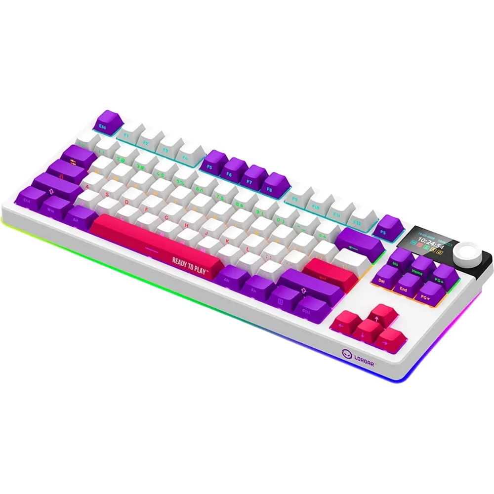 Tastatura Gaming Wireless mecanica LORGAR KBP70TKLW, Bluetooth, USB, Layout US, alb