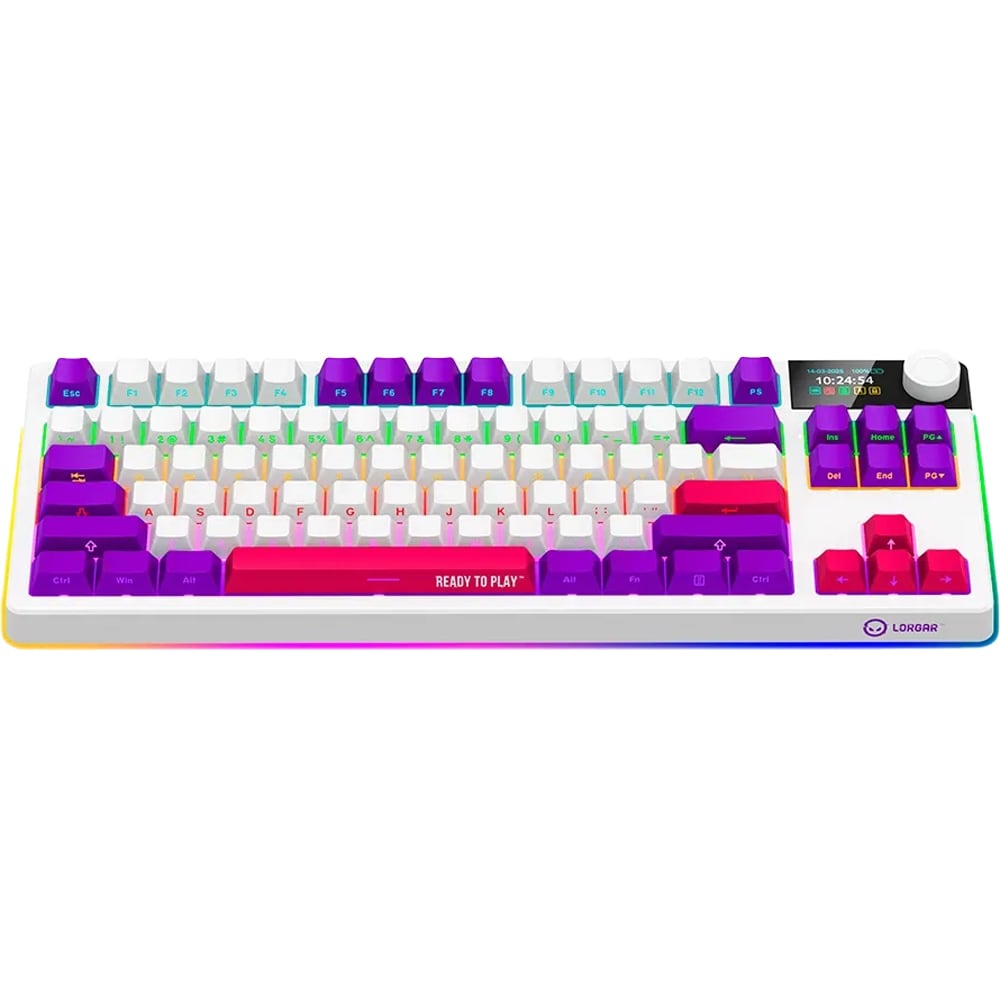 Tastatura Gaming Wireless mecanica LORGAR KBP70TKLW, Bluetooth, USB, Layout US, alb