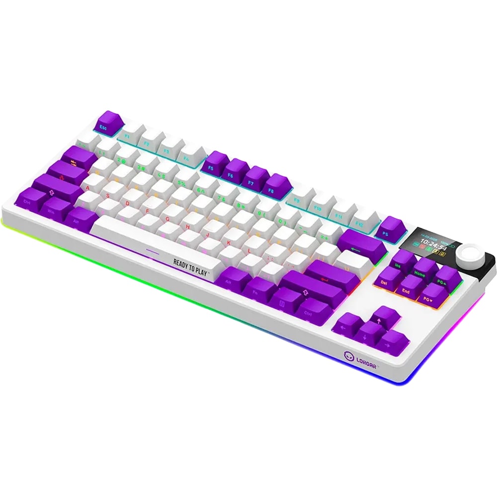 Tastatura Gaming Wireless mecanica LORGAR KBP70TKLW, Bluetooth, USB, Layout US, alb