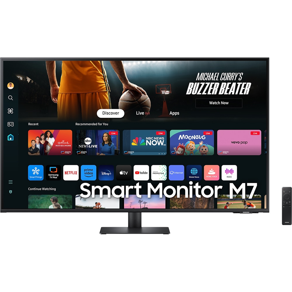 Monitor Smart LED VA SAMSUNG LS43DM702UUXDU, 43", 4K UHD, 60Hz, HDR10, Boxe, negru
