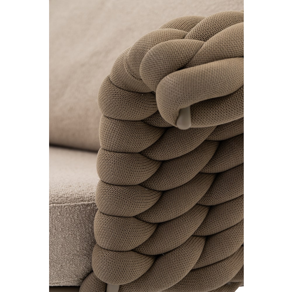 Canapea terasa LIVINTWIST Scroll, aluminiu, 230 x 90 x 79 cm, taupe