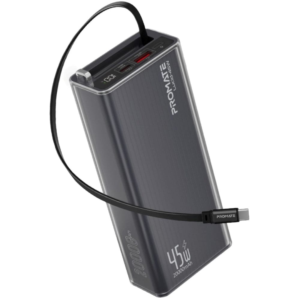 Baterie externa PROMATE Lucid-45W, 20000mAh, 1x USB-C, 1x USB-A, negru