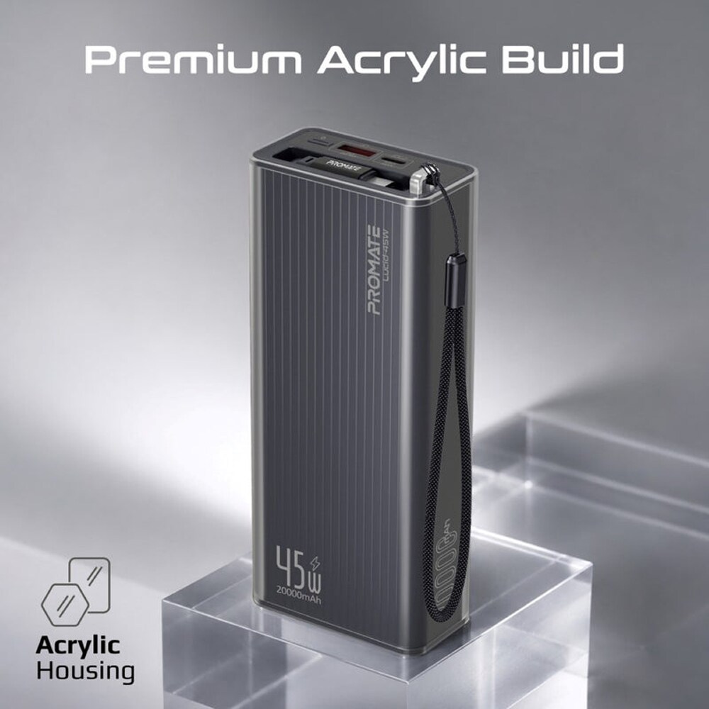 Baterie externa PROMATE Lucid-45W, 20000mAh, 1x USB-C, 1x USB-A, negru
