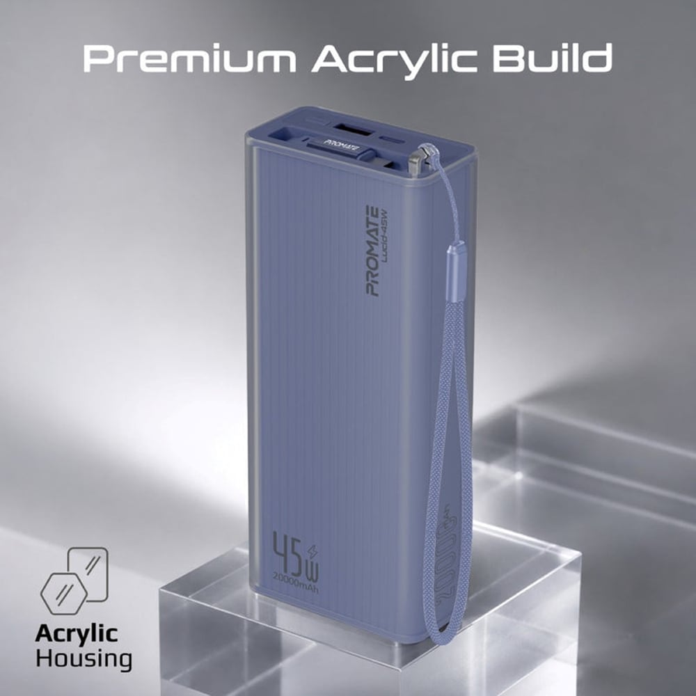 Baterie externa PROMATE Lucid-45W, 20000mAh, 1x USB-C, 1x USB-A, violet
