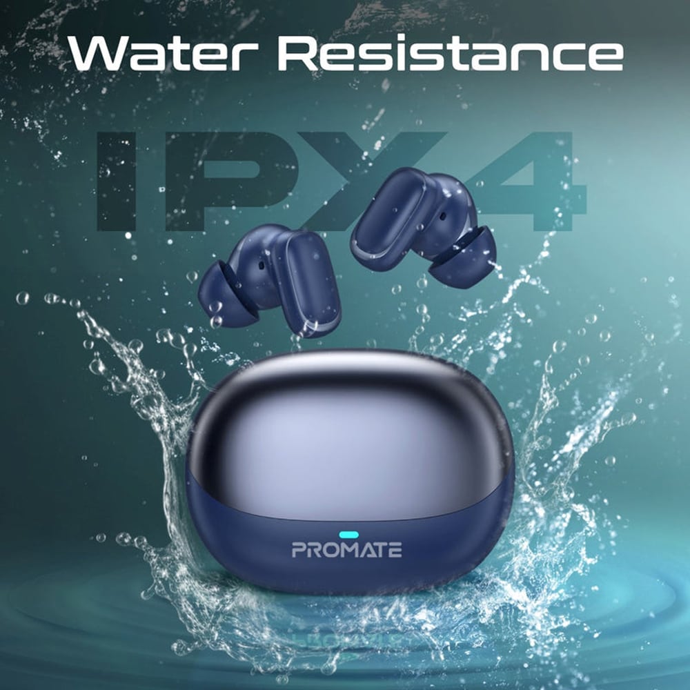 Casti PROMATE Lush Pro, True wireless, Bluetooth, In-ear, Microfon, albastru