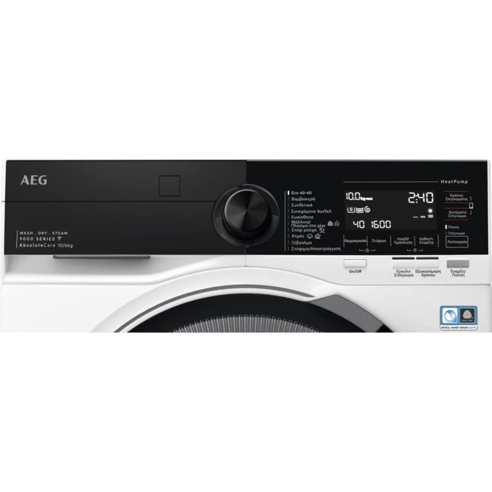 Masina de spalat rufe frontala cu uscator AEG LWR98165NXE, AbsoluteCare, 10/6 kg, 1600rpm, Clasa A/B, Wi-Fi, alb