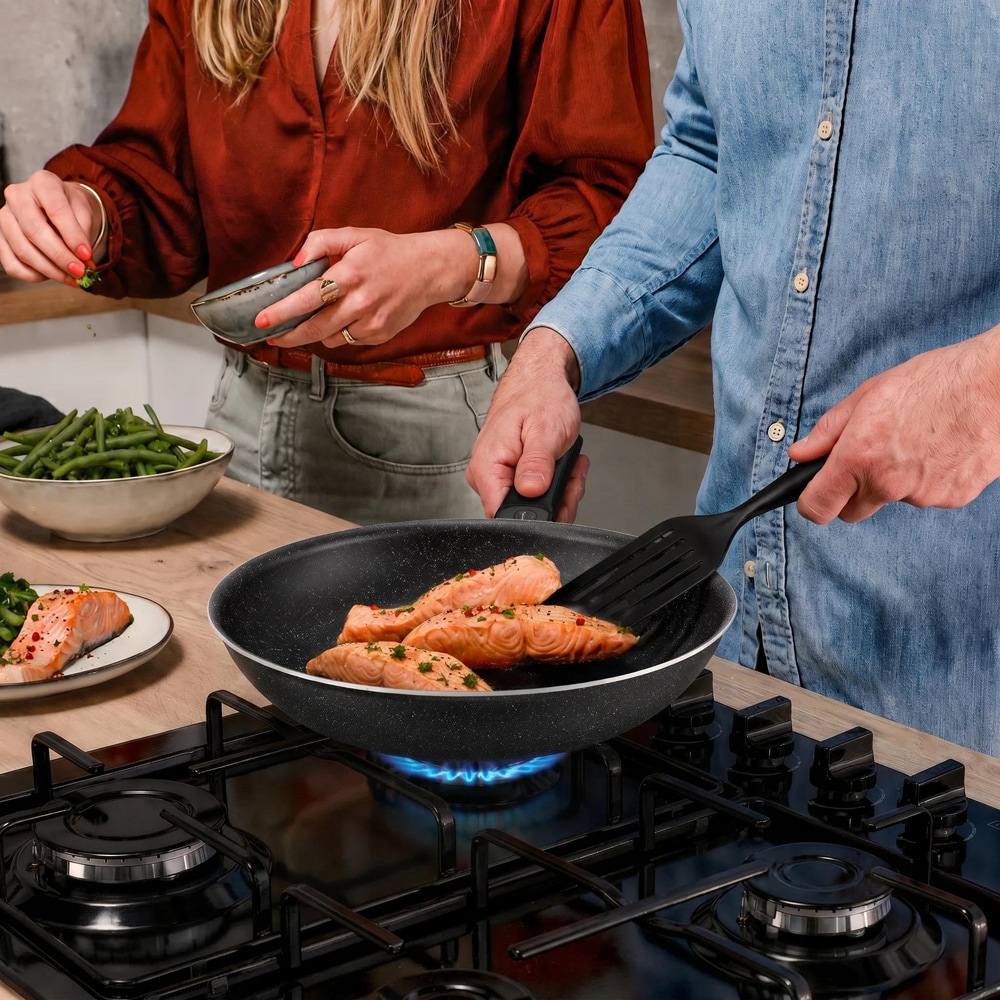 Tigaie wok TEFAL Extra M0001932, 28cm, aluminiu, negru