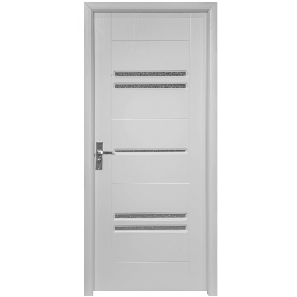 Usa interior M108, cu geam, reversibila, MDF, 70 x 204 cm, alb