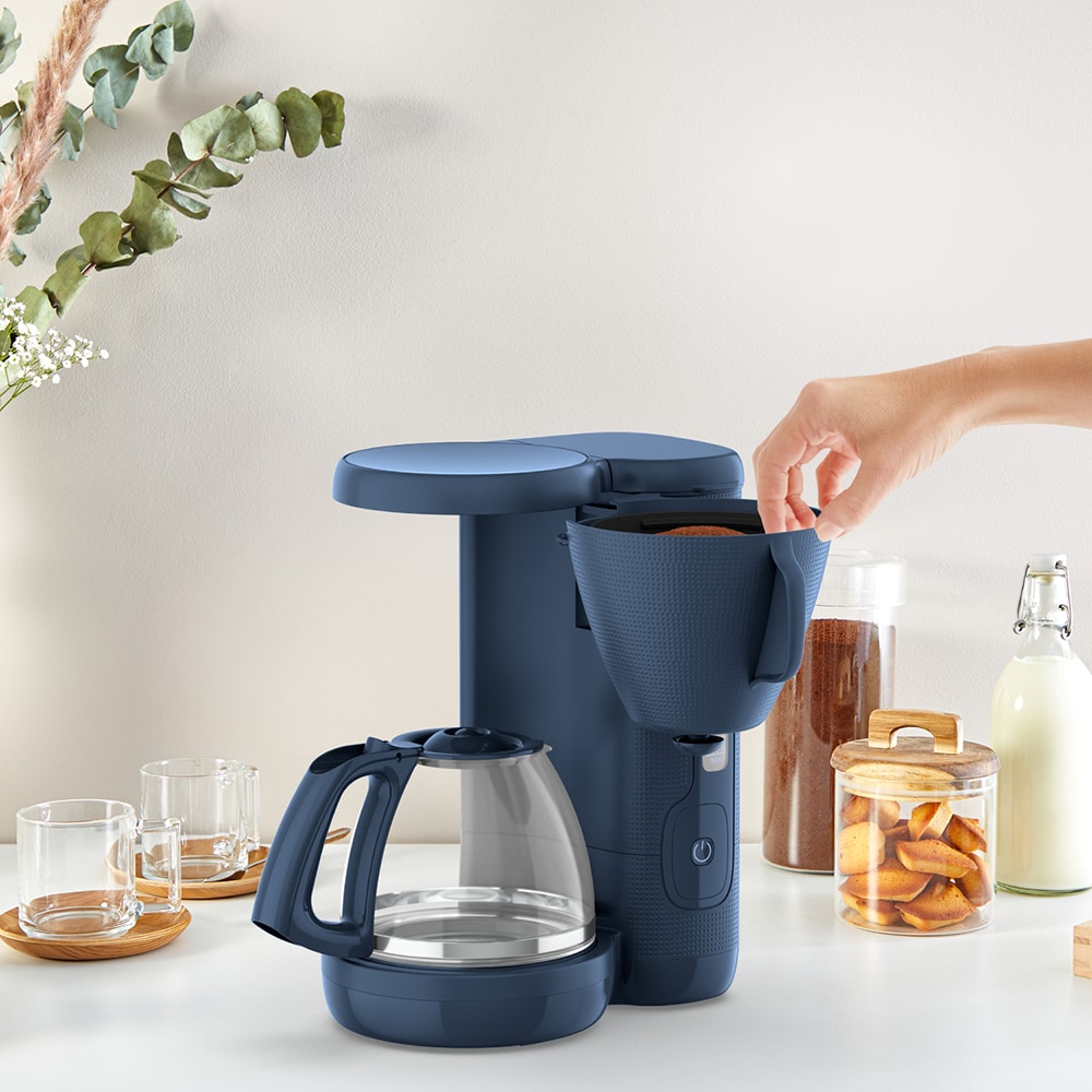 Cafetiera TEFAL Morning CM2M1410, 1.25l, 1000W, 15 cesti, albastru