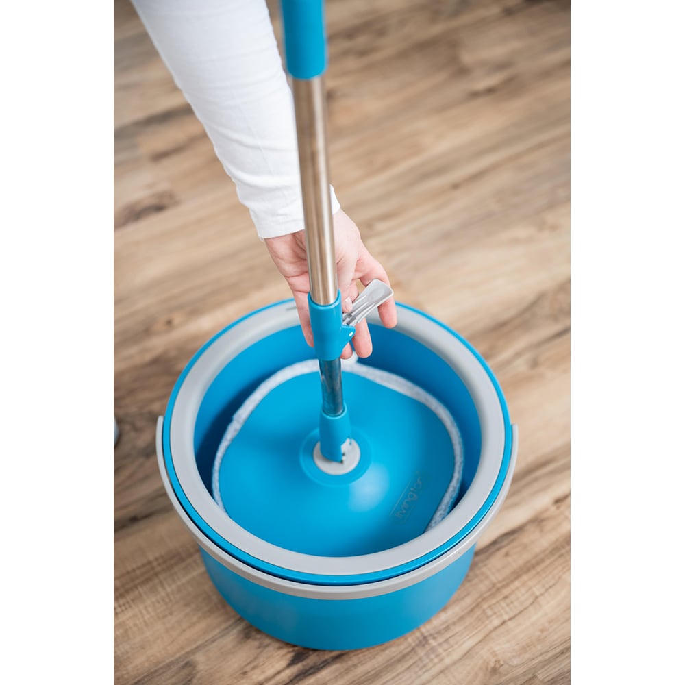 Set mop rotativ + galeata + maner MEDIASHOP Livington Clean Water, albastru