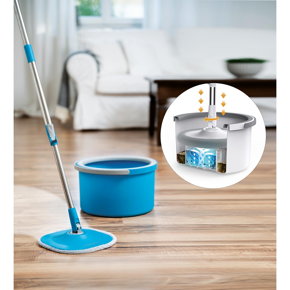 Set mop rotativ + galeata + maner MEDIASHOP Livington Clean Water, albastru