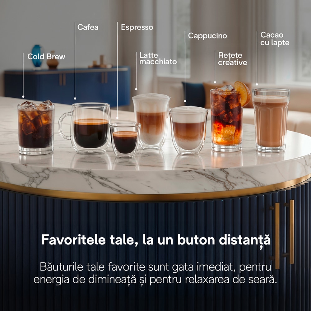 Espressor automat DELONGHI Eletta Ultra ECAM470.85.MB, 1.8l, 1450W, 19 bar, argintiu-negru