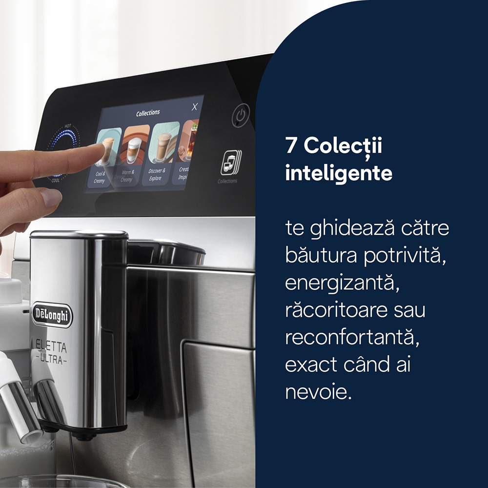 Espressor automat DELONGHI Eletta Ultra ECAM470.85.MB, 1.8l, 1450W, 19 bar, argintiu-negru