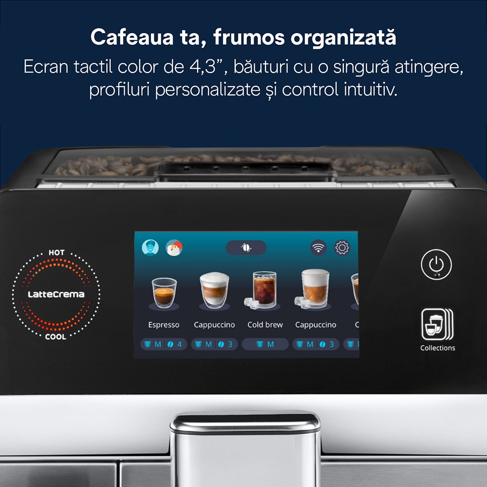 Espressor automat DELONGHI Eletta Ultra ECAM470.85.MB, 1.8l, 1450W, 19 bar, argintiu-negru