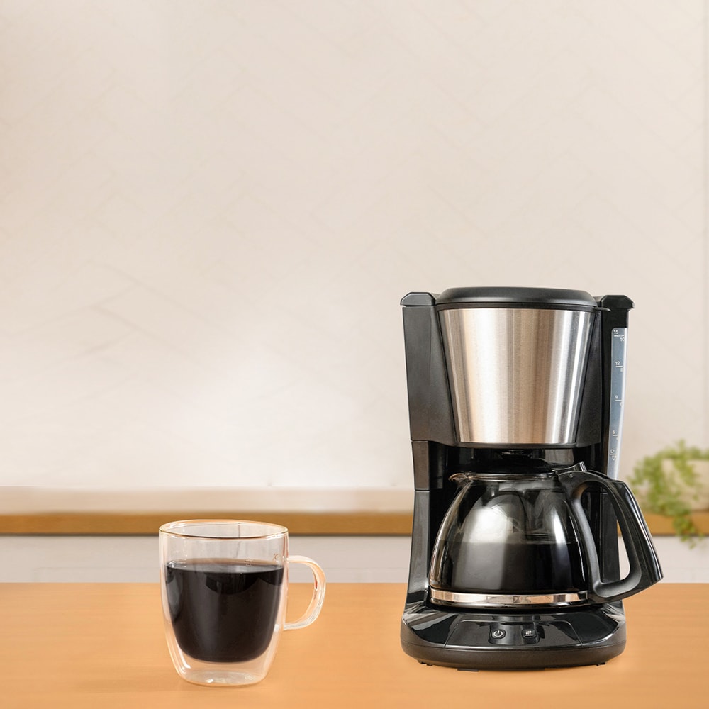 Cafetiera TEFAL Subito CM5S1DE0, 1.25l, 1000W, 15 cesti, negru-argintiu