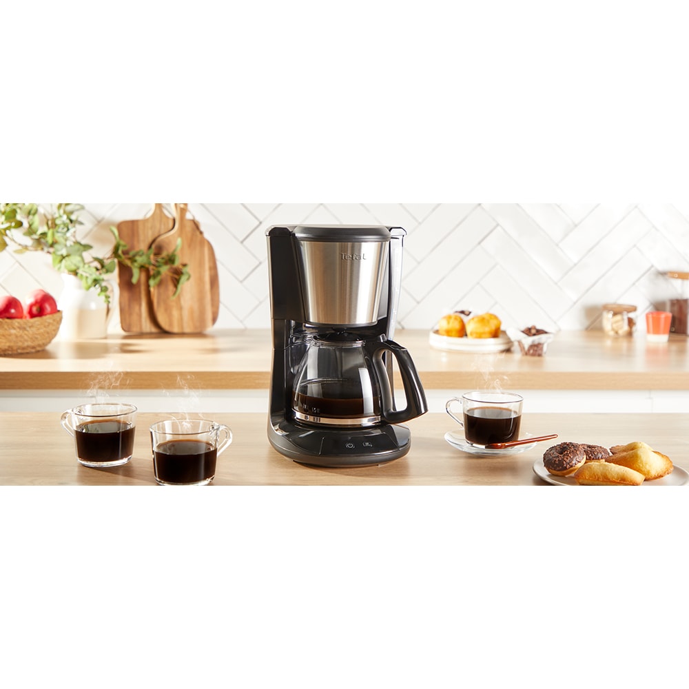 Cafetiera TEFAL Subito CM5S1DE0, 1.25l, 1000W, 15 cesti, negru-argintiu