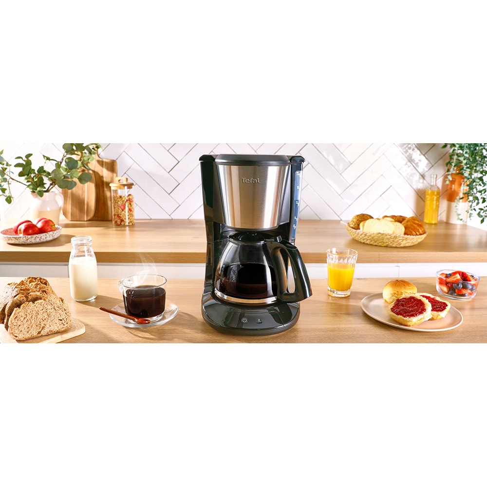 Cafetiera TEFAL Subito CM5S1DE0, 1.25l, 1000W, 15 cesti, negru-argintiu