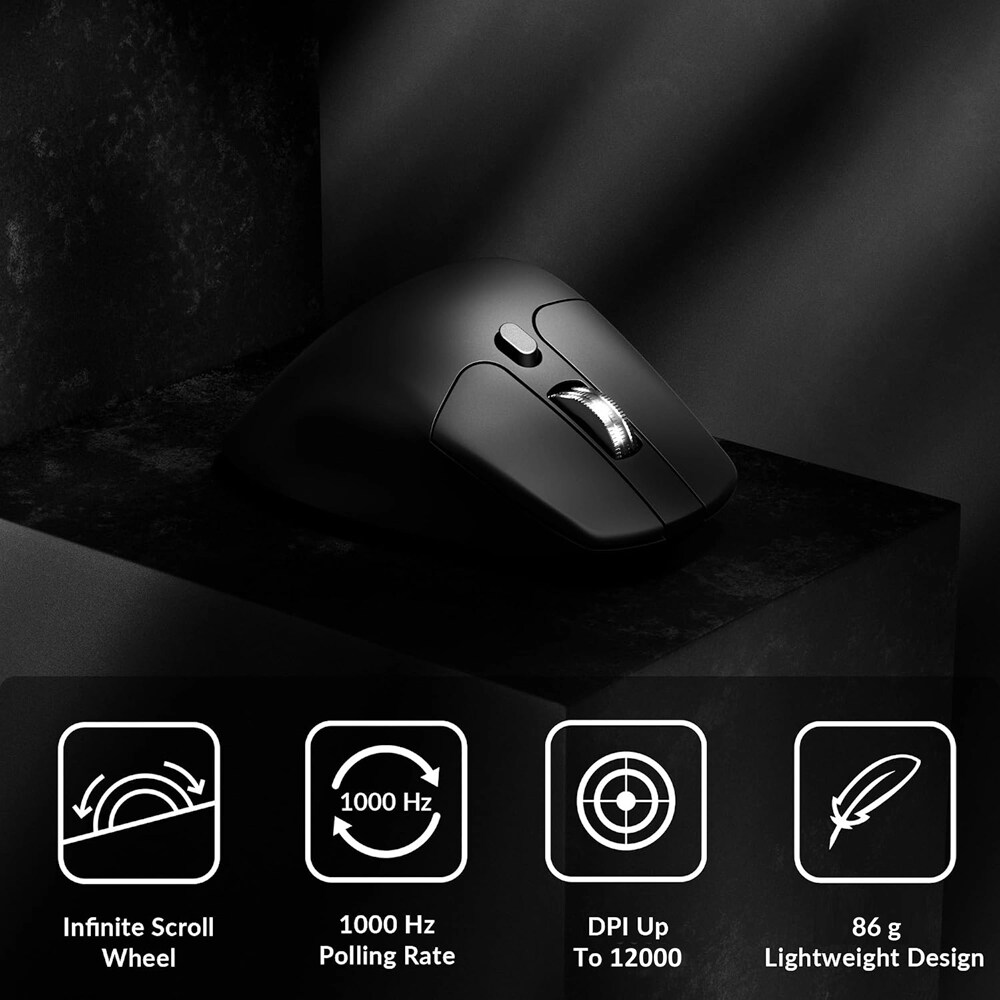 Mouse Wireless KEYCHRON M6, 12000 dpi, silentios, rotita scroll metalica, negru