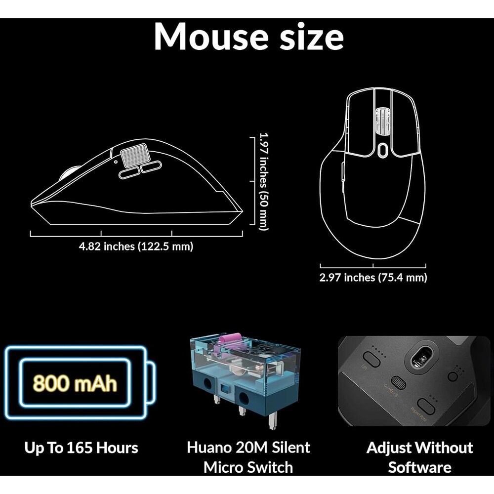 Mouse Wireless KEYCHRON M6, 12000 dpi, silentios, rotita scroll metalica, negru