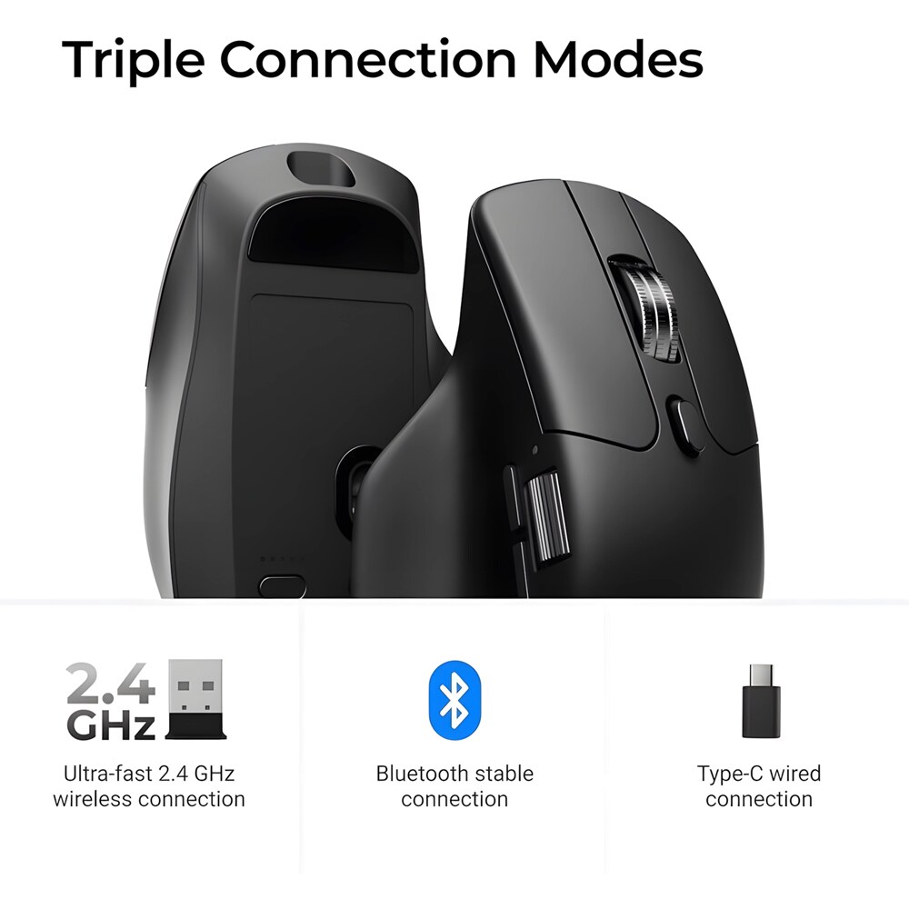 Mouse Wireless KEYCHRON M6, 12000 dpi, silentios, rotita scroll metalica, negru