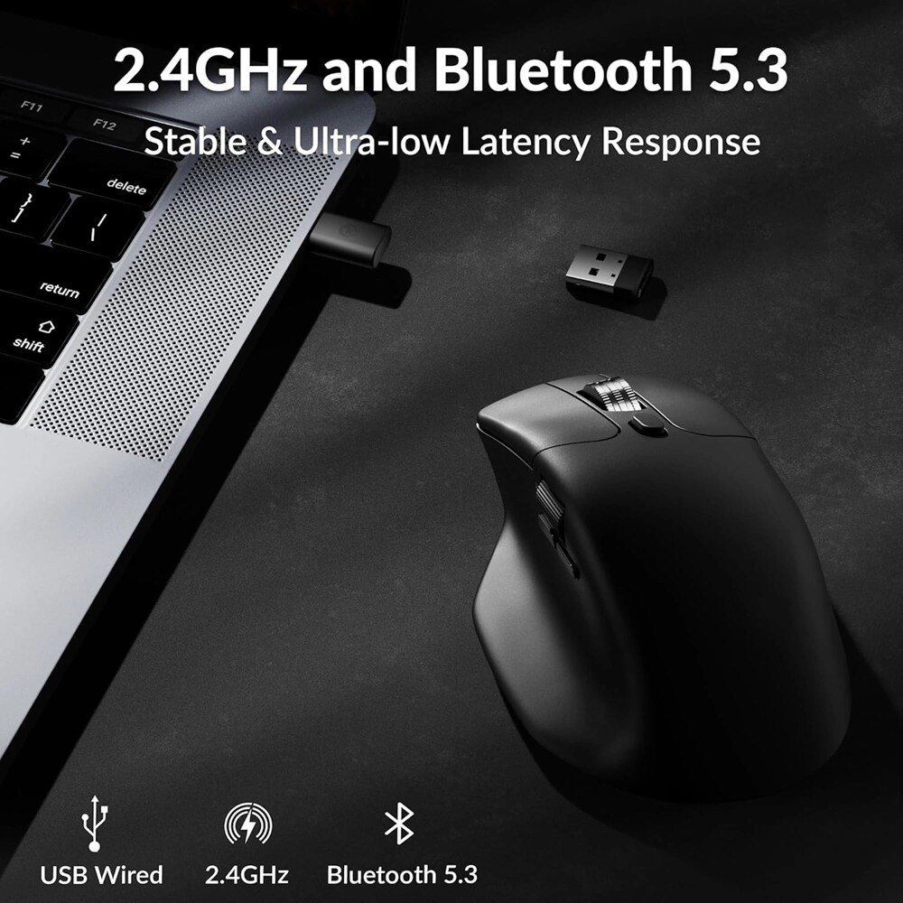 Mouse Wireless KEYCHRON M6, 12000 dpi, silentios, rotita scroll metalica, negru